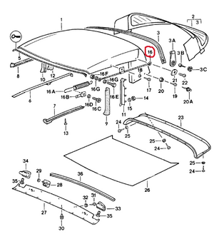 (New) 911 Cabriolet Convertible Top Tension Cable Right - 1983-94