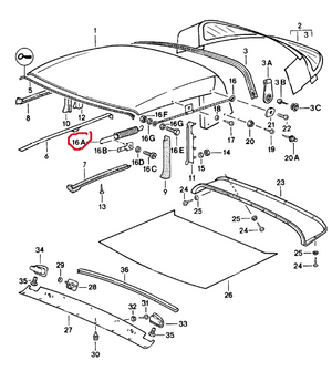 (New) 911 Cabriolet Convertible Top Tension Spring - 1983-94