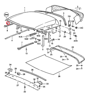 (New) 911 Cabriolet Convertible Top Gasket Front - 1983-94