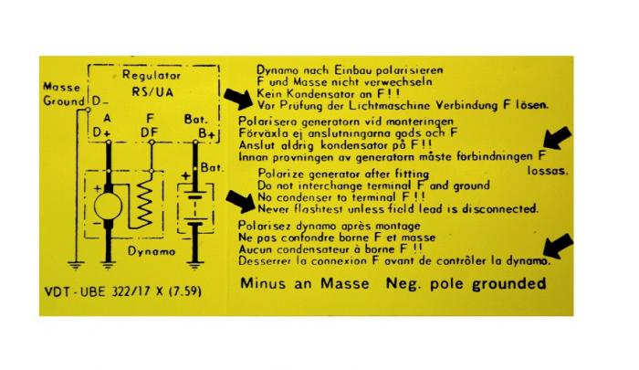 (New) 356 Late Voltage Regulator Cover Decal - 1959-65
